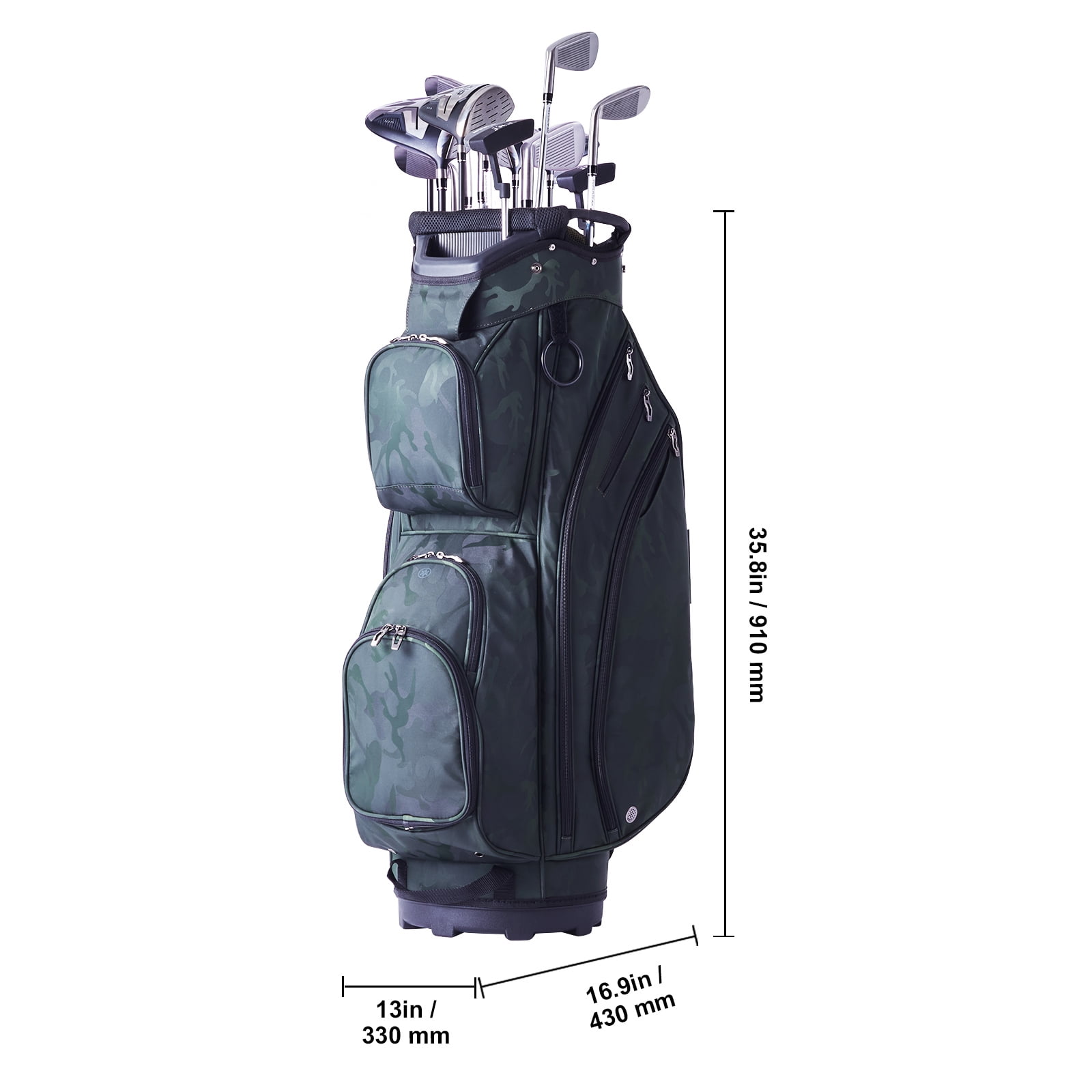 KFFKFF Golf Equipment Bag featuring 14-Section Divider, 36” 11-Compartment Premium Nylon Caddy Bag, Robust Golf Gear Bag with Handles, Dust Protector, and Removable Straps for Genders, Military Green