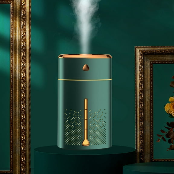 1000ml USB Evaporative Humidifier with Colorful LED Lights, Quiet 40dB, 50ml/h Mist Output, Auto Shut-Off, for Home, Office, Car, Dorm - White/Green, Portable & Energy Efficient (3W, 5V)