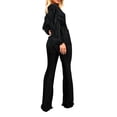 thumbnail image 3 of Liacowi 2PCS Women Outfit Sets Long Sleeve V Neck Shirts Tops with Belt + Pants Loose Loungewear Set, 3 of 4