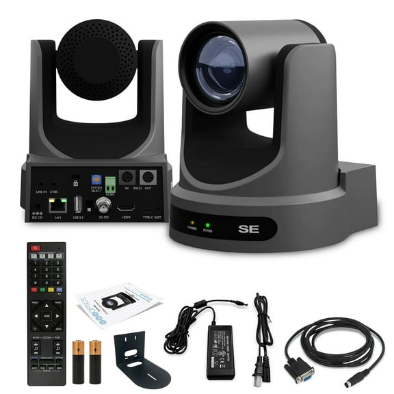 PTZOptics Move SE SDI/HDMI/USB/IP PTZ Camera with 20x Optical Zoom (Gray) (PT20X-SE-GY-G3)   Universal Wall Mount (Black)