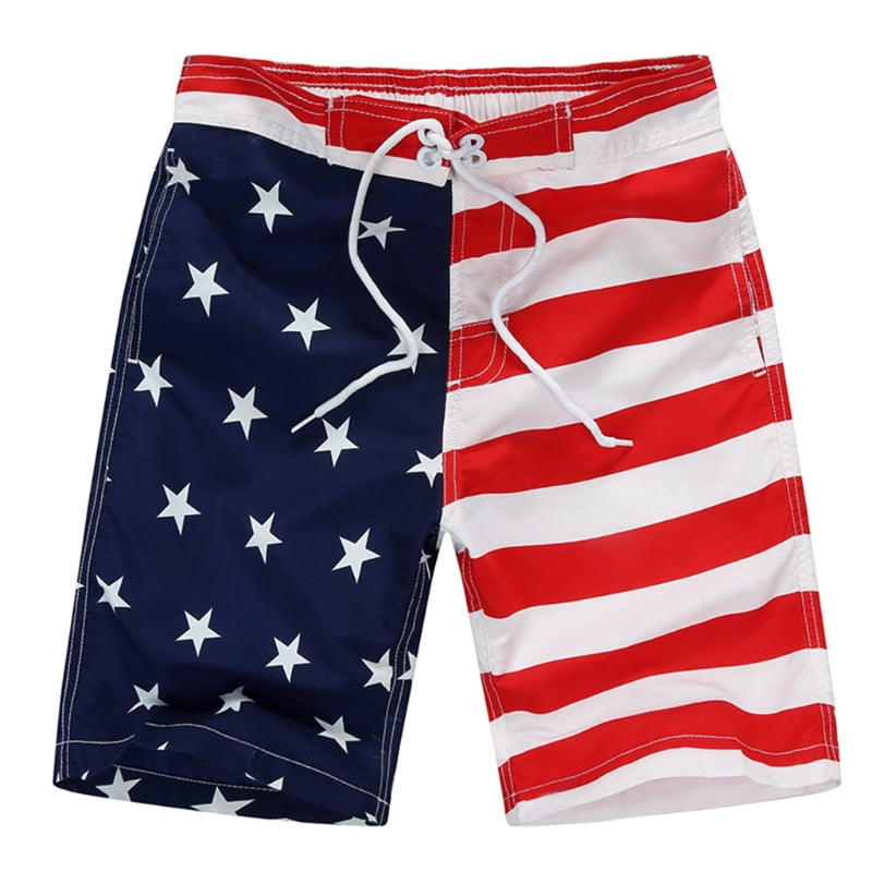 HZamora_H Men Stars Pattern Summer Breathable Quick-Drying Swim Trunks Beach Shorts Cargo Shorts