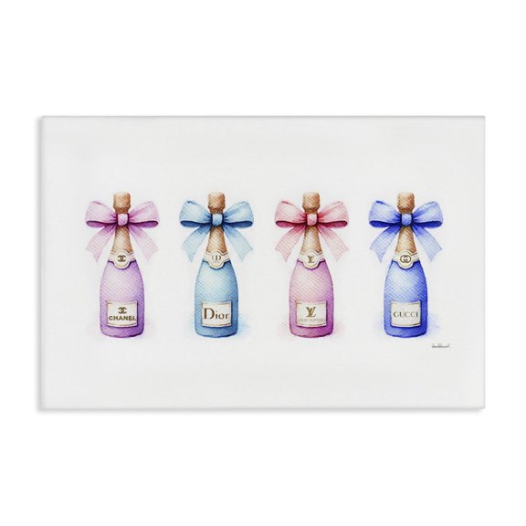 Stupell Industries Pastel Champagne Bottles Food & Beverage Painting Wrapped Canvas Art Print Wall Art, 24 x 16