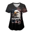 thumbnail image 4 of felwors Fourth of July Scrub Tops Women Scrubs for Women Patriotic Shirts V Neck Pattern Short Sleeve Nursing Top (Black, XXXL), 4 of 6