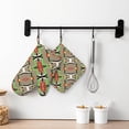 thumbnail image 6 of DouZhe Oven Mitts and Pot Holders Sets, Aztec Style Mosaic Drawing Prints Non-Slip Heat Resistant Kitchen Oven Silicone Glove, 6 of 7