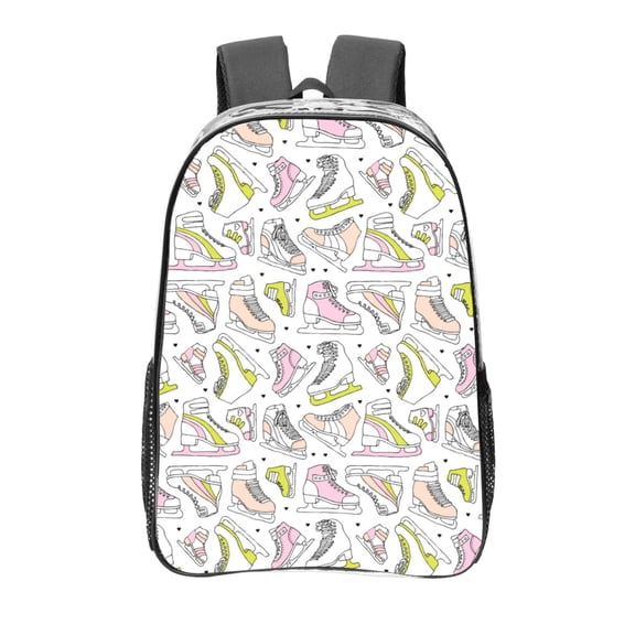 Kdxio Pink skates Clear Backpack, Transparent Bookbag for School for Women Men, Capacity Clear Bag for College, Travel