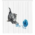 thumbnail image 3 of Ambesonne Cat Shower Curtain, Playful Kitten Furry, 69"Wx70"L, Grey Blue, 3 of 3