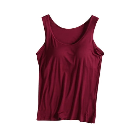 Yufatyle Red Tank Tops With Built In Bras Racerback Workout Tops Yoga Shirt Wide Strap Camisole Cami Shirts Summer Tops for Women 2024 S-XXL