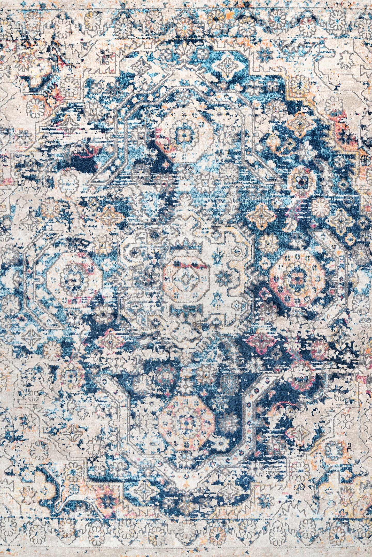nuLOOM Joya Medallion Distressed Runner Rug, 2' 6" x 6', Blue