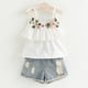 thumbnail image 2 of Gibobby Conjunto de ropa de bebé Conjunto de pantalones para niños y niñas, pantalones cortos para niños pequeños, camiseta + conjuntos y conjuntos de mezclilla(Blanco, 5-6 Años), 2 of 5