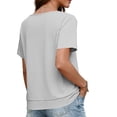 thumbnail image 4 of MaFYtyTPR Womens Summer Printed Tops Fashion Short Sleeve Square Neck Loose Casual Blouse for Women A-Gray L, 4 of 5