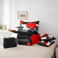 thumbnail image 4 of Erosebridal Abstract Plaid Bedding Sets Twin Size,Sqare Rectangle Comforter Sets with Sheets,Geometric Grid Bed in a Bag Twin size,Microfiber Geometry Room Decorative,Reversible,7pcs, 4 of 6