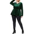 thumbnail image 2 of Agnes Orinda Women's Plus Size Festival Party Velvet Curvy Fall Winter Babydoll Blouse 2X Dark Green, 2 of 8