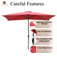thumbnail image 5 of 6.5 x 10ft Rectangular Patio Umbrella Outdoor Market Table Umbrella with Push Button Tilt and Crank for Garden(Red), 5 of 6