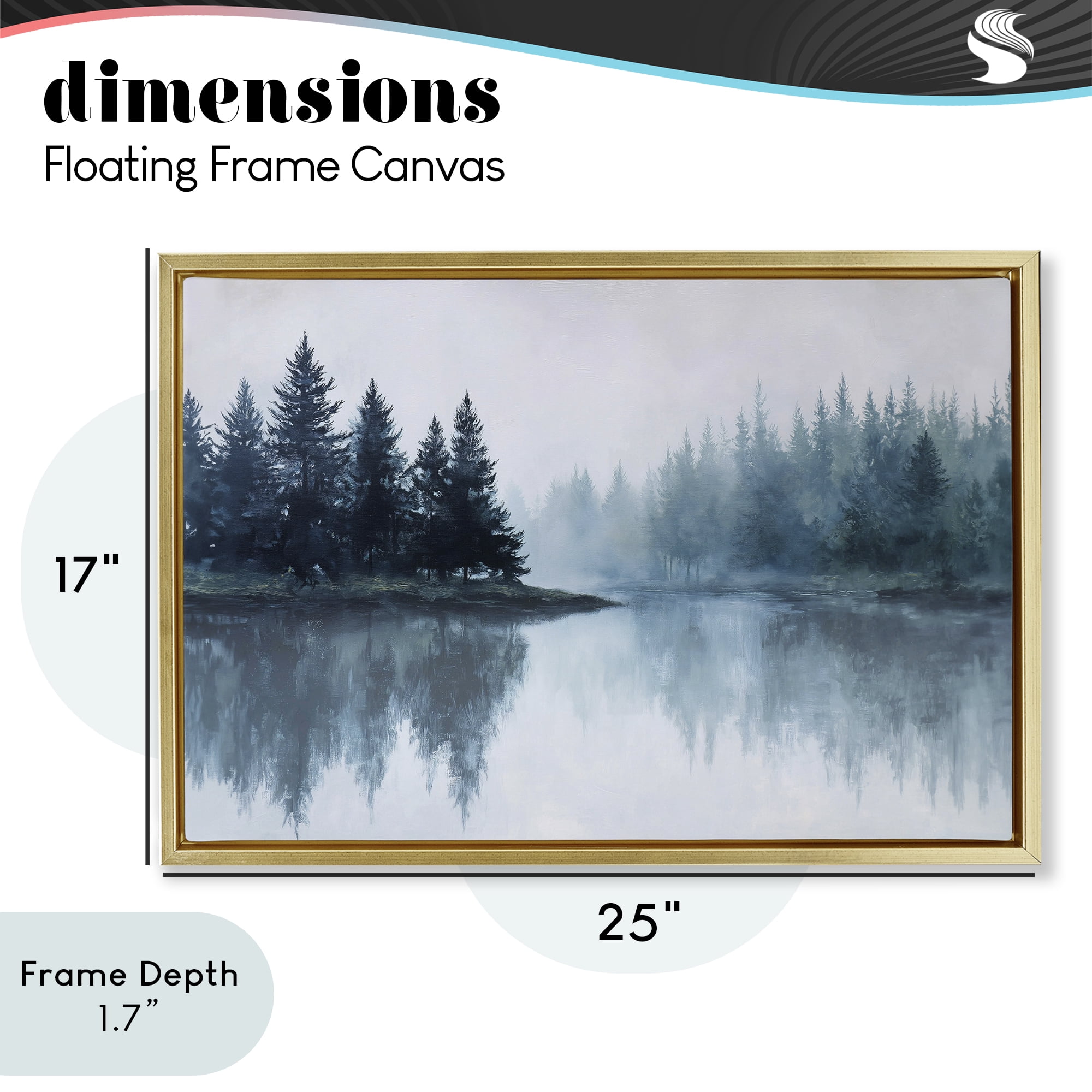 Stupell Industries Indigo Tree Reflections Gold Framed Floater Canvas Wall Art, design by Jacky Ngan
