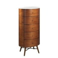thumbnail image 4 of Newboti Furniture Walnut Finish 1pc Chest of Five Drawers Marble Top Ball Bearing Glides Bedroom Furniture 10191, 4 of 8