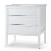 Brooklyn + Max Tofino 30 inch Modern Bath Vanity in White with White Veined Engineered Marble Extra Thick Top