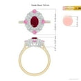 thumbnail image 5 of ANGARA Natural Oval 1 ct Ruby Double Halo Two Tone Ring with Pink Sapphire in 14K Yellow & White Gold for Women (Size-7x5mm) | July Birthstone Jewelry for Her | Natural Ruby Rings, 5 of 10