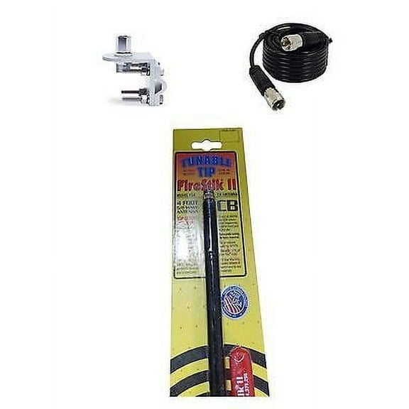 NEW FIRESTIK 2 FS4 B 4FT BLACK CB ANTENNA, 9FT COAX, BRACKET & STUD