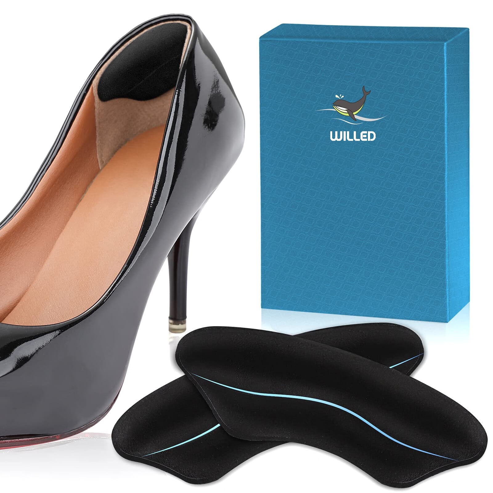 WILLED Heel Grips for Womens and Mens Shoes, 8PCS Heel Pads for Shoes