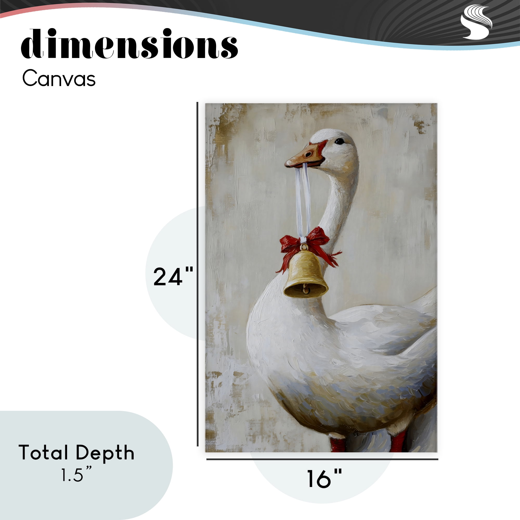 Festive Jingle Goose Canvas Wall Art, design by Petal Prints Design