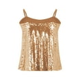 thumbnail image 5 of Mrat Ladies Tank Tops Fashion Women Solid Color Sequin Round-Neck Camisoles T-Shirt Tops Camisoles for Women S-35 Gold XXL, 5 of 7