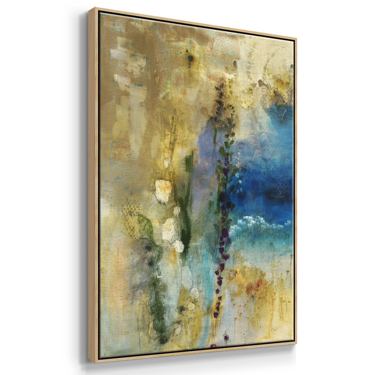 Immerge II Framed Premium Gallery Wrapped Canvas - Ready to Hang - 27 x 41 - Natural Wood Floating Frame