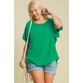 thumbnail image 4 of Umgee Full Size Raw Hem Ruffle Short Sleeve Blouse Plus Size, 4 of 4