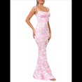 thumbnail image 1 of Vestido Maxi Bohemio de Verano para Mujer, con Estampado Floral, Tirantes Finos, Sin Mangas y Ajustado Rosa XS, 1 of 8