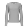 thumbnail image 3 of Srogem Women's Long Sleeve Stretch Tops Crew Neck Shirts Casual Slim Fit T Shirts Tee Tops Ribbed Basic Shirts, 3 of 7