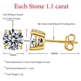 thumbnail image 2 of Emma Manor EM Gold Plated 925 Sterling Silver 4 Prong Round Cut Cubic Zirconia Stud Earrings, 2 of 5