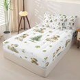 thumbnail image 2 of Castle Fairy Kawaii Animal Bear Zipper Twin Comforter Sets with Fitted Sheet and 2 Pillowcases,Cartoon Wildlife Zipper Bedding Set,Sage Off White,Reversible,4-Piece, 2 of 6