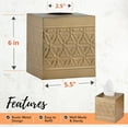 thumbnail image 2 of Autumn Alley Tissue Box Cover Square, Tissue Box Cover, Gold Tissue Holders for Bathrooms, Bedroom, Kitchen with Embossed Pattern Tissue Holders Decorative, Rustic, Gold, 2 of 8