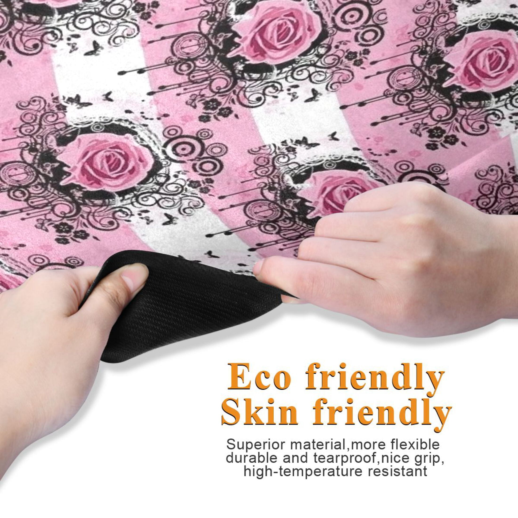 BZSMCE Yoga Mat Women Fitness Mat Pink Floral Lattice Pattern