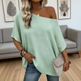 thumbnail image 6 of Puyaiuu Women Casual Off Shoulder Tops, Short Sleeve Asymmetrical Blouses with Solid Color, Lightweight Linen Feel Shirts for Summer Spring, Daily Work Party Vacation Outfits Gift, 6 of 7