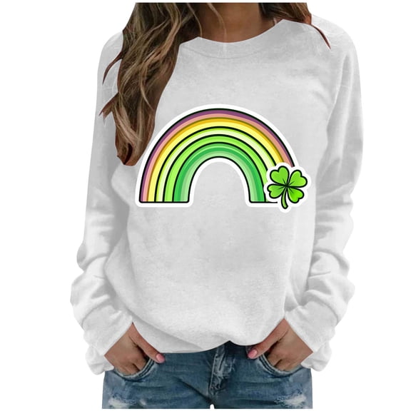 Uootdi Valentines Day Long Sleeve Shirts for Women Love Heart Print Crewneck Tops Valentines Holiday Cute Outfit Gift