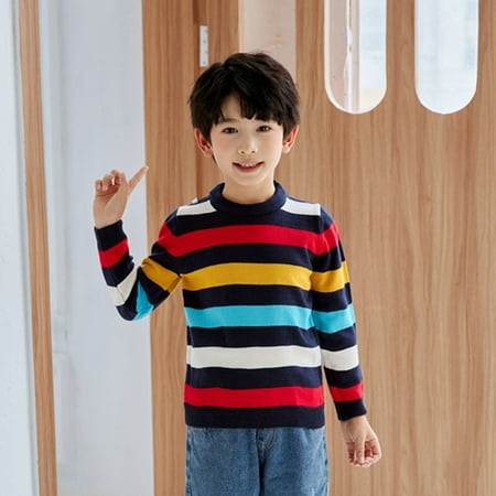 

Hunpta Toddler Kids Girls Boys Sweater Casual Stripe Prints Knitted Long Sleeve Outwear Top Sweater