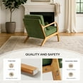 thumbnail image 3 of UBesGoo Modern Accent Chair, Chenille Fabric Armchair with Pillow and Solid Wood, Upholstered Comfy Reading Lounge Chair for Living Room, Olive Green, 3 of 10
