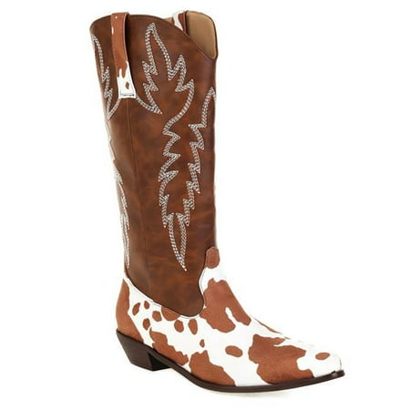 

Ritualay Ladies Fashion Winter Shoe Comfort Square Toe Riding Boots Casual Formal Embroidery Flower Bike Boot Dark Brown 11