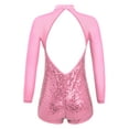 thumbnail image 2 of inhzoy Kids Girls Mesh Splice Long Sleeve Sparkly Sequins Dance Leotards,Sizes 4-14 Pink 6, 2 of 5