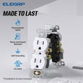 thumbnail image 5 of Duplex Receptacle Tamper-Resistant, 15A 125V Standard Electrical Duplex Wall Outlet, 2 Pole 3 Wire, 5-15R, Self-Grounding, Residential Grade Straight Blade, UL,Glossy White, 10 Pack, 5 of 11