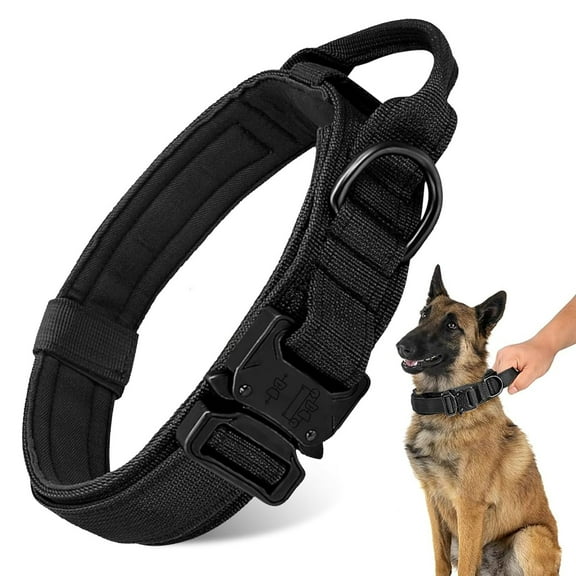 Tactical Dog Collar, Heavy Duty Adjustable Military Training Nylon Dog Collar with Control Handle for Small to Large Dogs