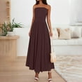 thumbnail image 4 of Endives Women's Shirts Summer Fashion Solid Color One Neck Strapless Waist Long Dress For Women, 4 of 7
