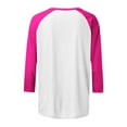 thumbnail image 7 of Tittly T Shirts for Women Tshirts Shirts Women Long Sleeve Round Neck Top Solid Color Color Matching Fashion Sleeves Casual T Shirt Summer Tops Basic Tees Hot Pink L, 7 of 7