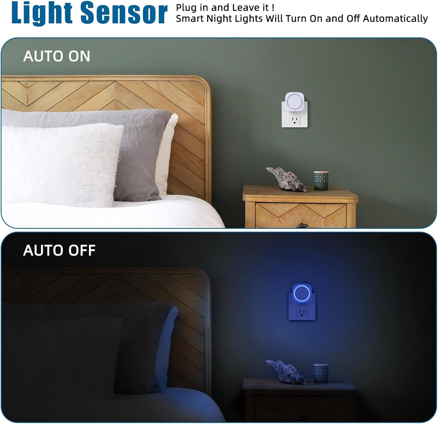 RGHJAR-Blue Night Lights Plug into Wall, 4 Packs Dimmable Night Light with Dust to Dawn Sensor, Automatically Turn on and Off, Gentle Glow Nightlight for Bathroom,Bedroom,Stairs,Kitchen,Hallway, Blue