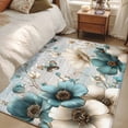thumbnail image 5 of Teal Tulip Butterfly Area Rugs Collection 2.7'x5', Beige Turquoise Floral Farmhouse Blue Non Slip Indoor Rectangle Throw Runner Rug Floor Mat Carpet for Living Room Dining Table Bedroom Nursery, 5 of 9