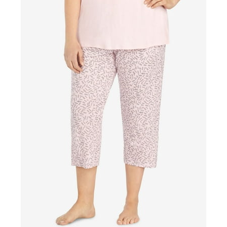 DKNY Plus Size Printed Capri Pants (Pink, 1X)