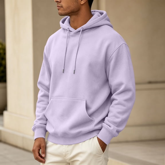 Domuza Mens Fleece Sweatshirts Hoodies Fall Winter Casual Drawstring Athletic Basic Fit Hooded Pullover with Pockets