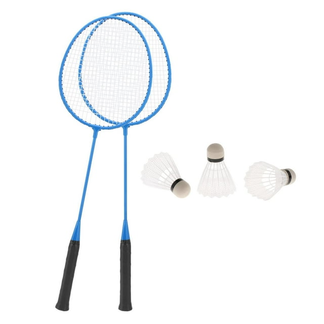 braveheart 2Pcs Badminton Rackets with 3 Nylon Family Balls Training Pink Badminton Racquets Blue 67cm