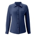 thumbnail image 5 of Uinagy Women's Double Layer Casual Solid Color Long Sleeve Shirt Tops, 5 of 5