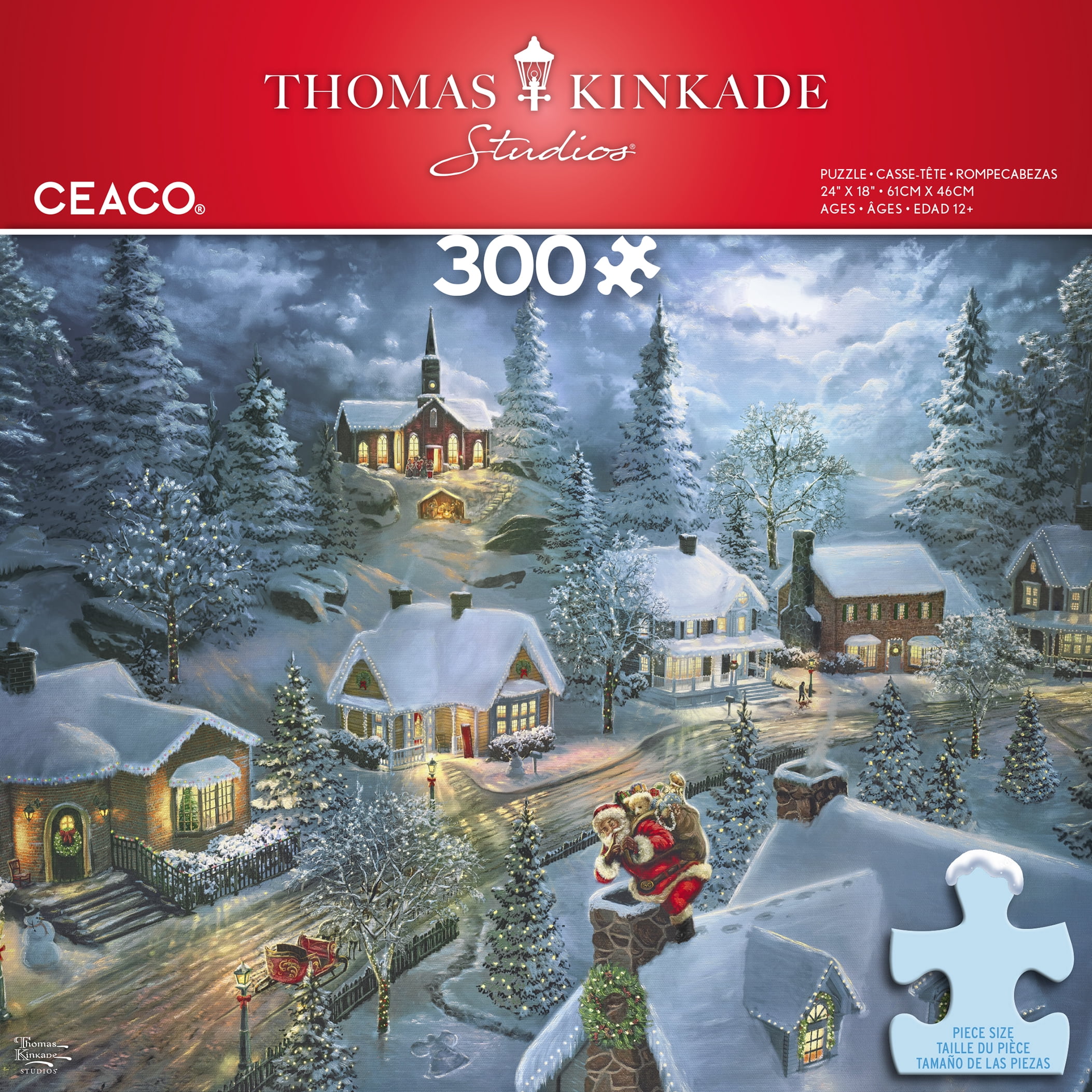 Ceaco Santa's Silent Night (Thomas Kinkade) Kathryn Selbert 300 Piece Interlocking Jigsaw Puzzle